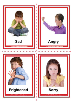 feelings flashcards emotions sad angry frightened sorry
