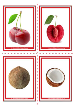Cherry Coconut Inside Fruit Flashcards For Children