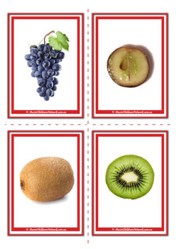 Grapes and Kiwi Inside Fruit Flashcards For Children