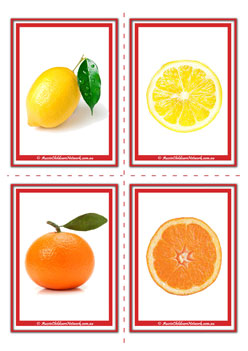 Lemon Mandarin Inside Fruit Flashcards For Children