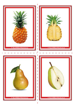 Pineapple Pear Inside Fruit Flashcards For Children