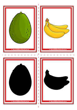 Fruit Shadow Avacado Banana Match Flashcards