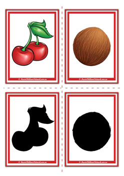 Fruit Shadow Cherries Coconut Match Flashcards