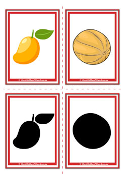 Fruit Shadow Mango Melon Match Flashcards