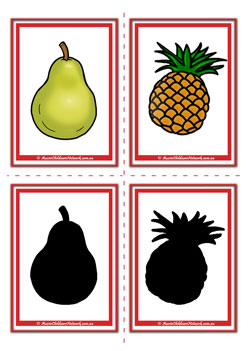 Fruit Shadow Pear Pineapple Match Flashcards