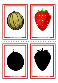 Fruit Shadow Rockmelon Strawberry Match Flashcards