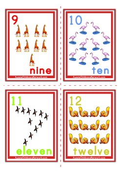 1 to 20 number flash cards printable