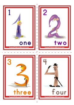 Number Flashcards - Cartoon Numbers - Aussie Childcare Network