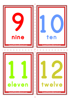 classic numbers flashcards