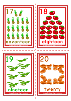 kindergarten number flash cards