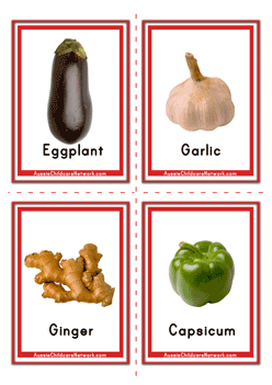 Vegetable Pictures and Words Flashcards