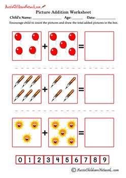 picture addition worksheets