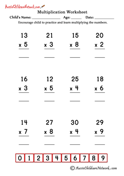 free printable multiplication worksheets