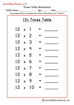12 times tables