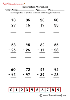 free printable subtraction worksheets