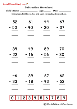 double digit subtraction worksheet