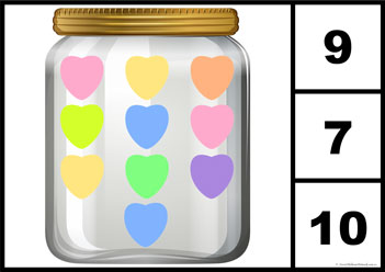 Candy Hearts Counting 10 Candy Hearts Counting 1, heart counting worksheet for children, learning numbers worksheet preschool, valentines day counting activities for preschoolers, number recognition for children