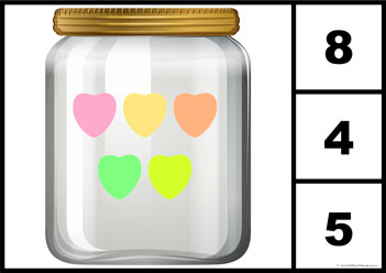 Candy Hearts Counting 5 Candy Hearts Counting 1, heart counting worksheet for children, learning numbers worksheet preschool, valentines day counting activities for preschoolers, number recognition for children