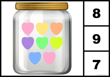Candy Hearts Counting 8 Candy Hearts Counting 1, heart counting worksheet for children, learning numbers worksheet preschool, valentines day counting activities for preschoolers, number recognition for children