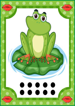 Kissing Frog Number Match 10 counting frogs, learning numbers 1 to 10, counting recognition worksheets for children