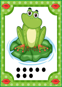 Kissing Frog Number Match 8 counting frogs, learning numbers 1 to 10, counting recognition worksheets for children