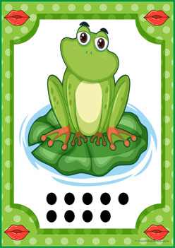 Kissing Frog Number Match 9 counting frogs, learning numbers 1 to 10, counting recognition worksheets for children