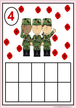 poppy counting mats, number recognition, one to one correspondence, anzac day counting activity, remembrance day 1 to 10 counting worksheets