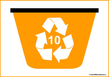 recycling counting cards, counting numbers 1 to 10, number recognition, recycling bin counting worksheet
