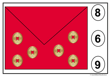Chinese New Year Money Envelope 6,lunar new year counting activities for children, counting money clipcards, math counting worksheets for kids