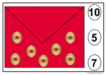 Chinese New Year Money Envelope 7,lunar new year counting activities for children, counting money clipcards, math counting worksheets for kids