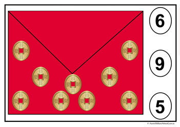 Chinese New Year Money Envelope 9,lunar new year counting activities for children, counting money clipcards, math counting worksheets for kids