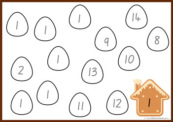 Gingerbread House Gumdrop Number Colouring 1
