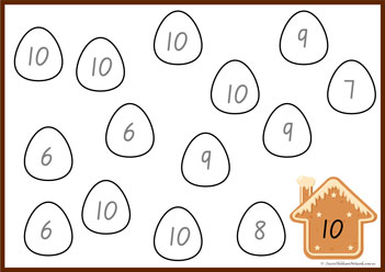 Gingerbread House Gumdrop Number Colouring 10