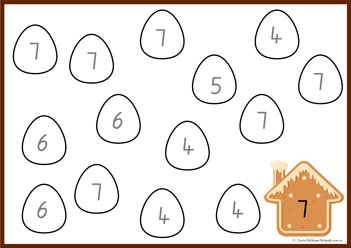 Gingerbread House Gumdrop Number Colouring 7
