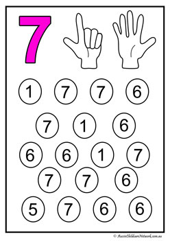 seven number find worksheets number recognition for children