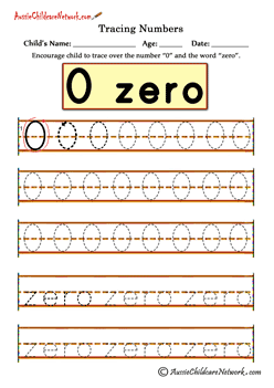 tracing numbers 0 zero