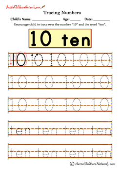 printable tracing numbers 10 Ten