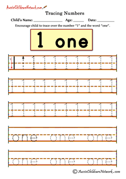 tracing numbers worksheets 1 one