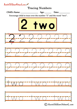 tracing numbers printables 2 two