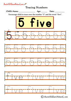 kindergarten worksheets 5 Five