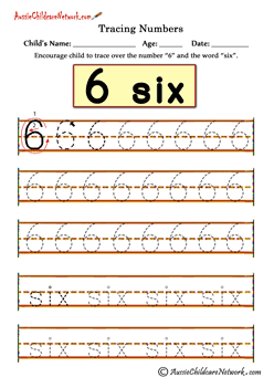 preschool worksheets 6 Six