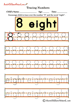 number tracing worksheets 8 Eight