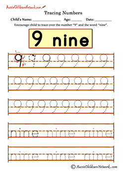number tracing 9 Nine