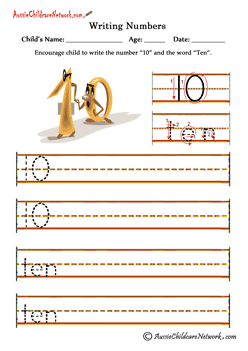 writing numbers worksheets 10 Ten