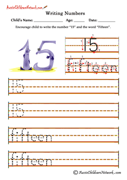 learn to write numbers 15 Fifteen