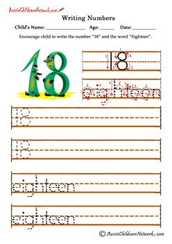 writing numbers in text 18 Eighteen