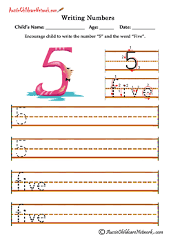 writing numbers in words 5 Five