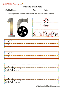 how to write numbers 16 Sixteen