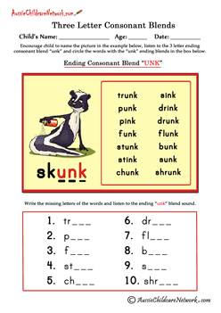 ending consonant worksheets