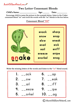 consonant clusters worksheets